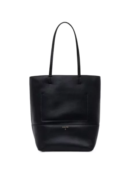 Geantă shopper Patrizia Pepe din piele cu imagine negru