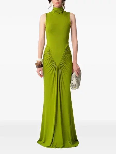 Rochie maxi Concepto fără mâneci cu volane verde