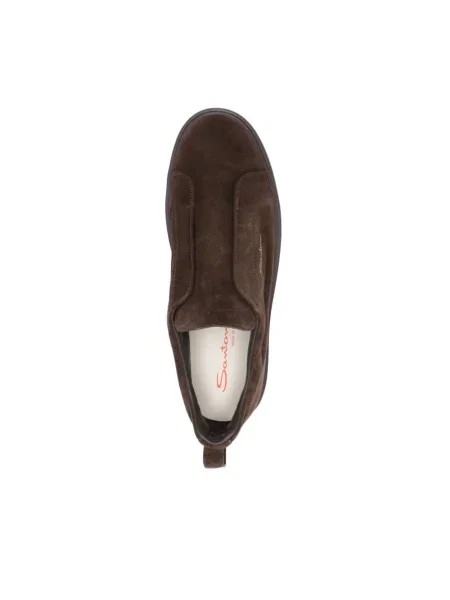 Sneakersy Santoni zamszowe wsuwane brązowe