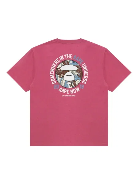 Тениска Aape By *a Bathing Ape® с принт с кръгло деколте розово