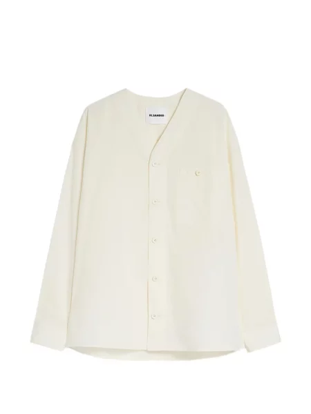 Cămașă Jil Sander cu decolteu în V din poplin
