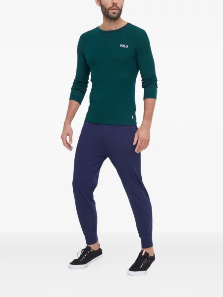 Kožené kalhoty Polo Ralph Lauren modré