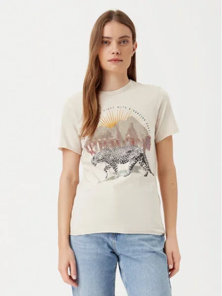 ONLY T-Shirt Lucy Regular Fit μπεζ