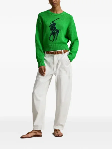 Prugasta lanena šilterica Polo Ralph Lauren bijela