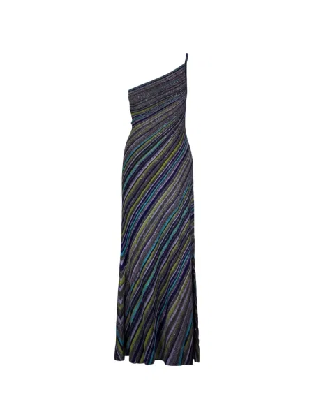 Rochie maxi Missoni cu paiete cu un umăr gol verde