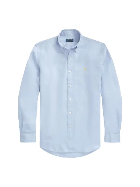 Lniana koszula Polo Ralph Lauren niebieska