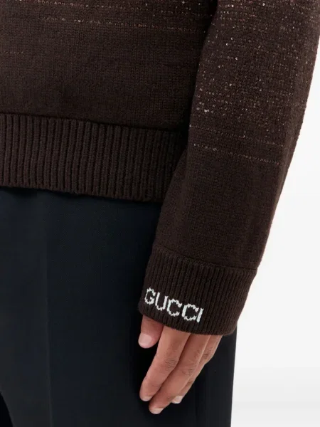 Pulover Gucci cu decolteu rotund maro