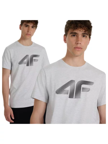 T-shirt regular z nadrukiem 4F szara