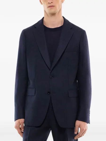 Sacou Fursac de lână cu model herringbone albastru