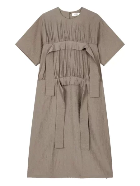 Rochie mini Studio Tomboy cu volane scurtă de costum maro