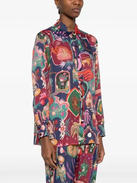 Top Farm Rio cu model floral cu imagine albastru