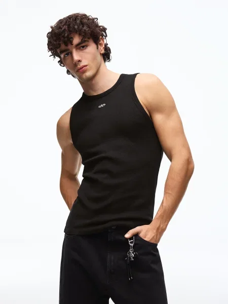 Bershka Tričko čierna biela