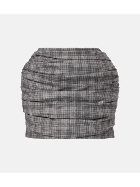 Fustă Magda Butrym de lână în carouri gri