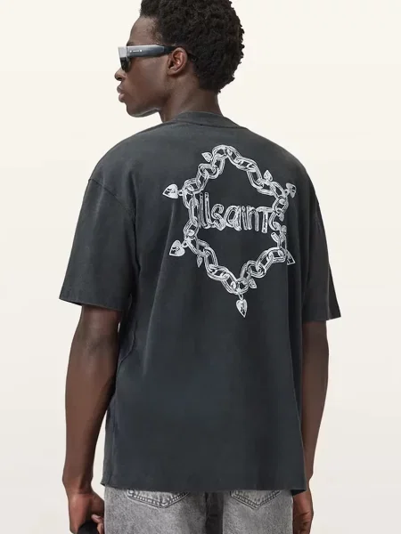 Tričko AllSaints DRIP s potiskem černá