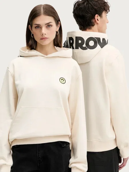 Суичър с качулка Barrow с качулка с принт бежово