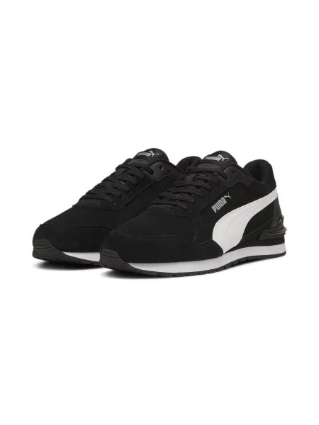 Sneakersy zamszowe unisex ST Runner v4 PUMA Black White Silver Metallic białe