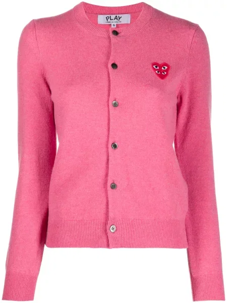 Cardigan Comme Des Garcons Play de lână cu motiv cu inimi roz