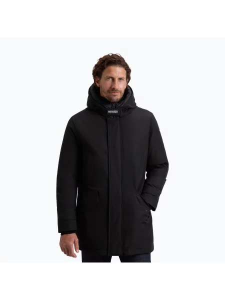 Geacă parka Woolrich cu guler înalt negru