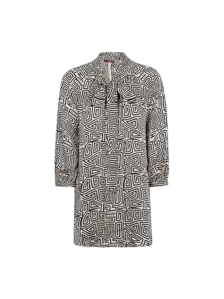 Koszula Obidi w geometryczne wzory beżowa