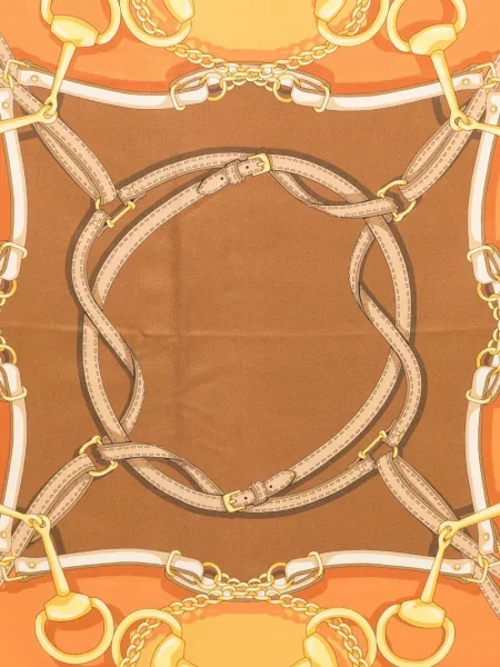 Reversibil fular Gucci de mătase maro