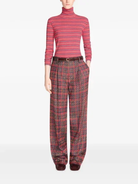 Pantaloni Dries Van Noten din jacard roșu