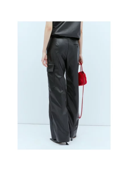 Spodnie cargo Stella Mccartney skórzane czarne