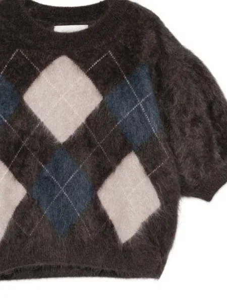 Dzianinowy top Lisa Yang z wzorem argyle brązowy