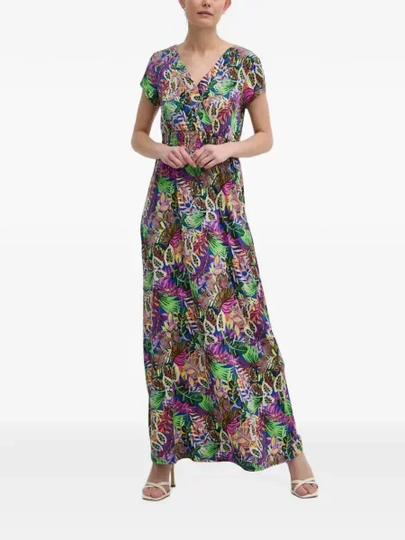 Rochie maxi Morgan cu model floral cu imagine cu decolteu în V albastru