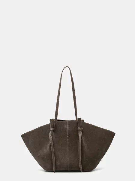 Yuzefi geanta de mana din piele intoarsa maro