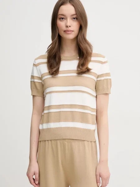 Пуловер United Colors of Benetton от лека материя бежово