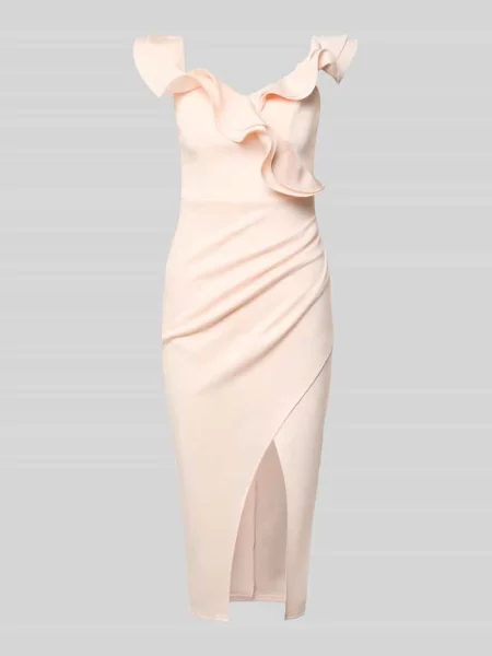 Sukienka midi o kroju slim fit z rozcięciem rozporkiem Lipsy różowa