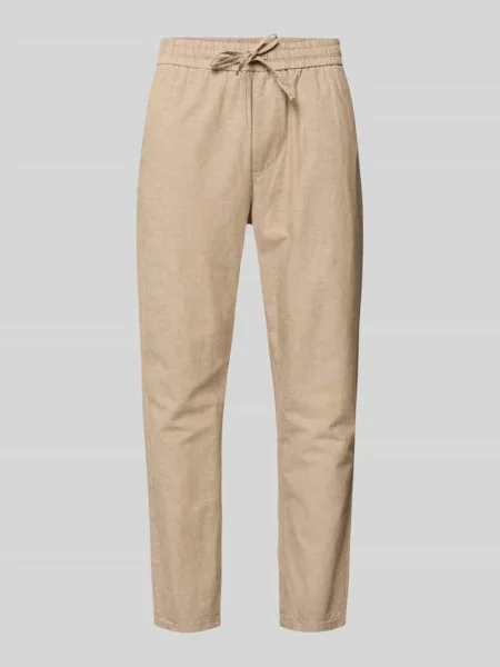 Spodnie lniane o kroju tapered z mieszanki bawełny i lnu model LINUS' Only & Sons beżowe