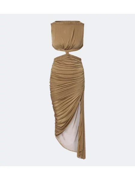 Rochie midi Christopher Esber asimetrică drapată bej
