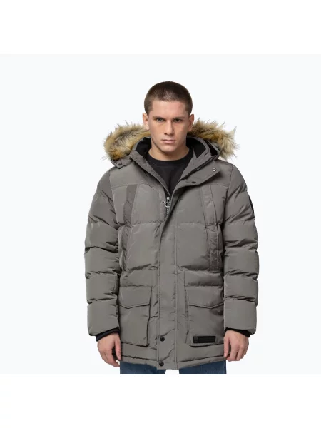 Мъжко зимно яке Pitbull Forest Hooded Parka taupe сиво