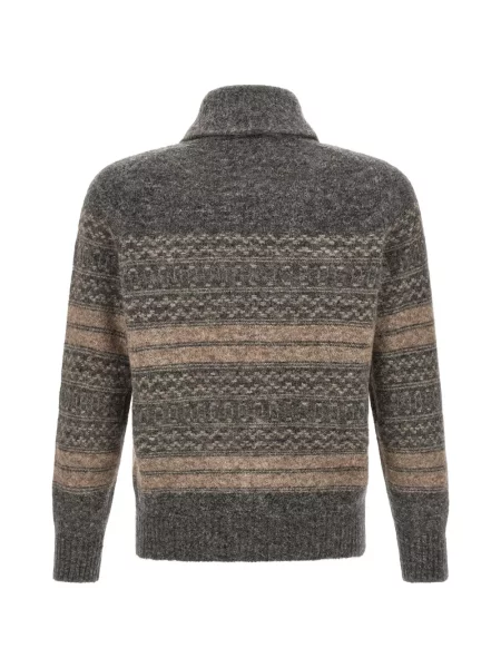 Cardigan Brunello Cucinelli din jacard gri