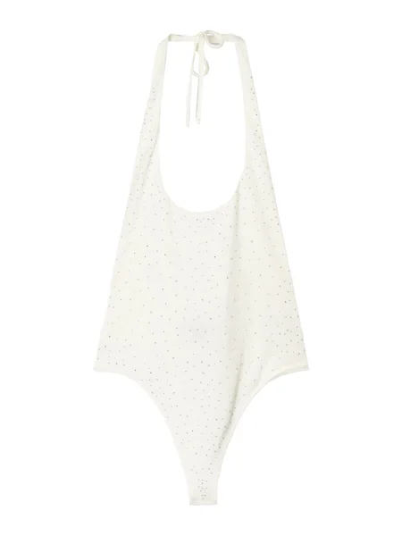 Bershka Bodi majica srebrna bela