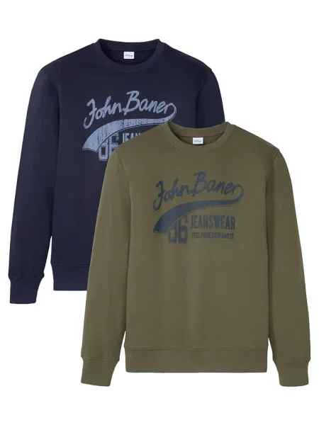 Bluza z miękkiego materiału z bawełną 2 szt. niebieska