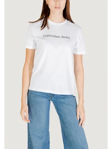 Calvin Klein Jeans T-Shirt A- Inst. Logo Classic Regular Fit λευκό