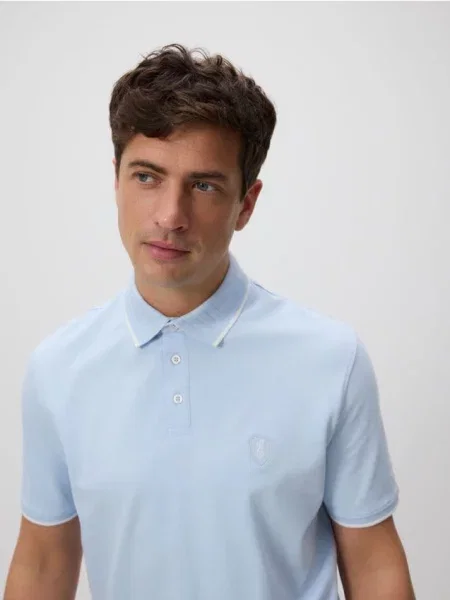 Reserved Tricou polo regular fit albastru-pal albastru