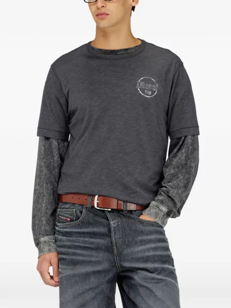Tricou Diesel cu imagine din jerseu gri