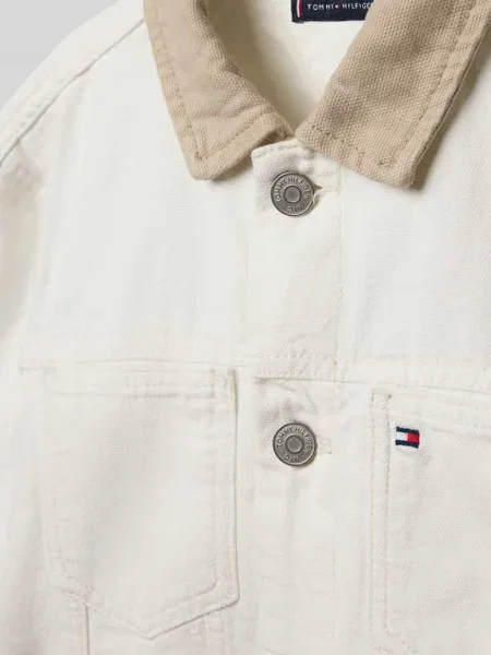 Oversizowa kurtka jeansowa z czystej bawełny Tommy Hilfiger Teens biała
