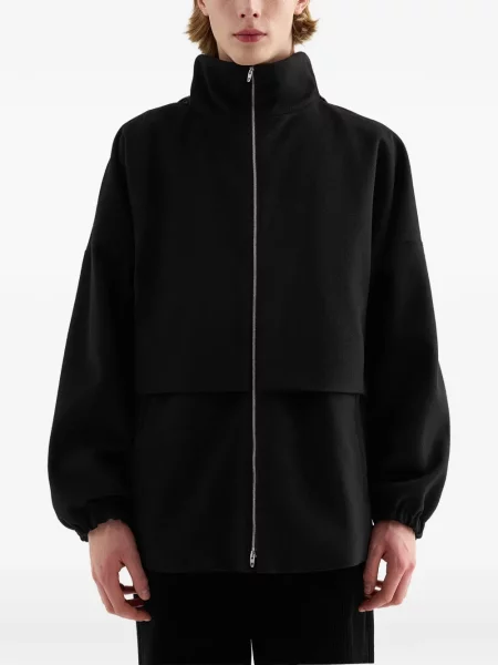 Geacă Jil Sander de lână cu glugă negru