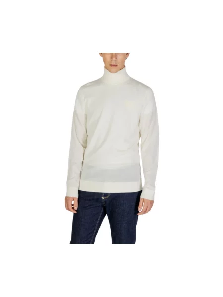 Sweter z golfem Calvin Klein Jeans wełniany niebieski