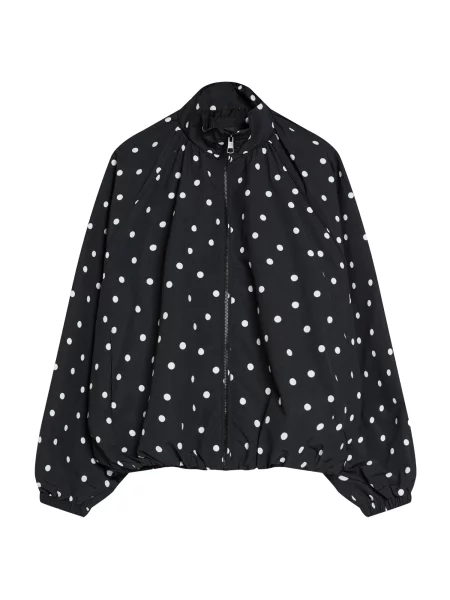 Bershka Geacă de primăvară-toamnă negru alb