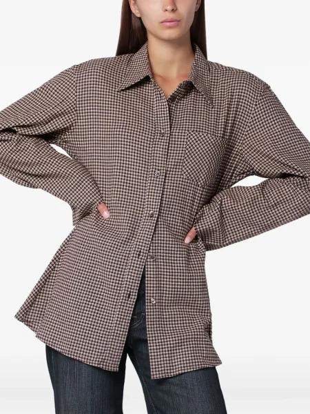 Cămașă Our Legacy cu imagine cu imprimeu geometric maro