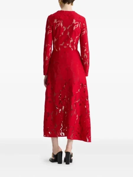 Odgovarati haljina Patou s cvjetnim printom s čipkom crvena