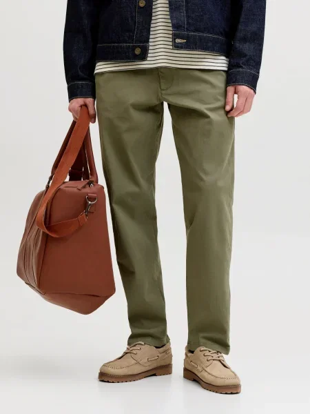 JACK & JONES Chino nohavice JPSTKANE BARRET olivová