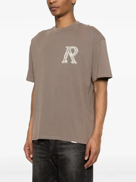 Tricou Represent cu broderie maro
