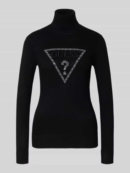 Sweter z dzianiny z golfem model ‘MELANIE’ Guess czarny
