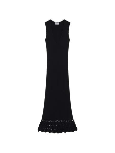 Maxi rochie maxi Ganni cu decolteu în V de costum negru